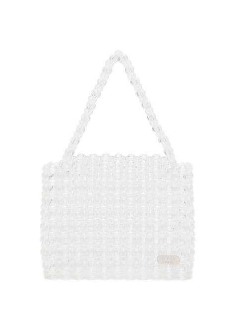 transparent bead-embellished tote bag by 0711