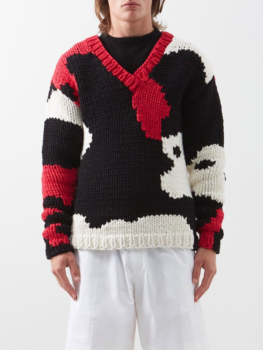 Abstract-intarsia hand-knitted sweater by 1 MONCLER JW ANDERSON