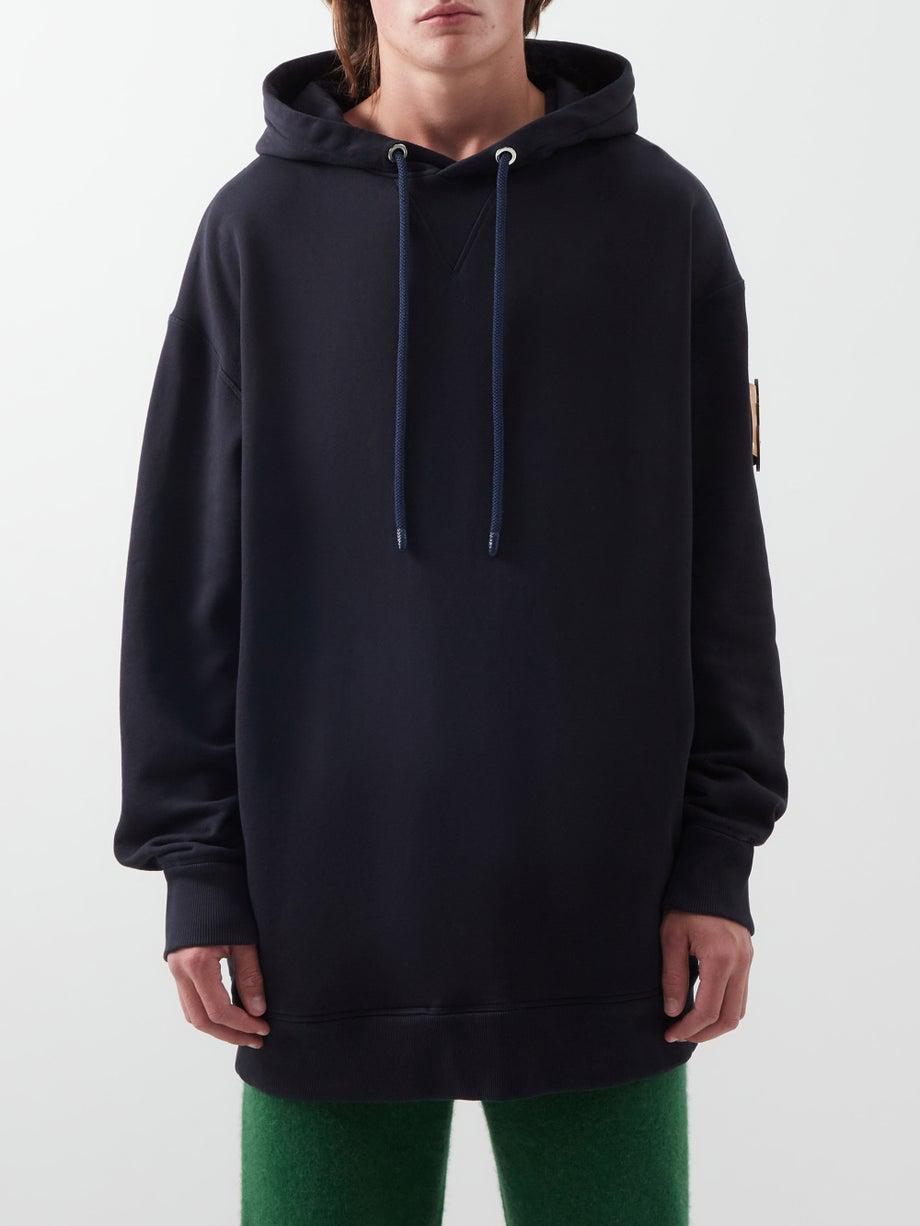 Leather-logo cotton-jersey hoodie by 1 MONCLER JW ANDERSON
