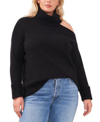 Plus Size Cut-Out Turtleneck Sweater by 1.STATE