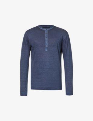 Long-sleeved crewneck linen-knit top by 120% LINO
