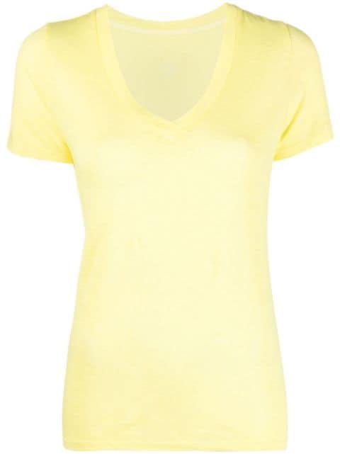 V-neck short sleeve T-shirt by 120% LINO