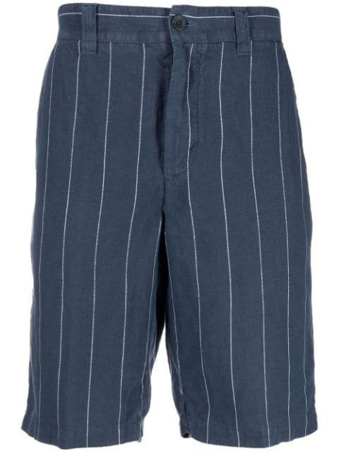 pinstriped linen bermuda shorts by 120% LINO