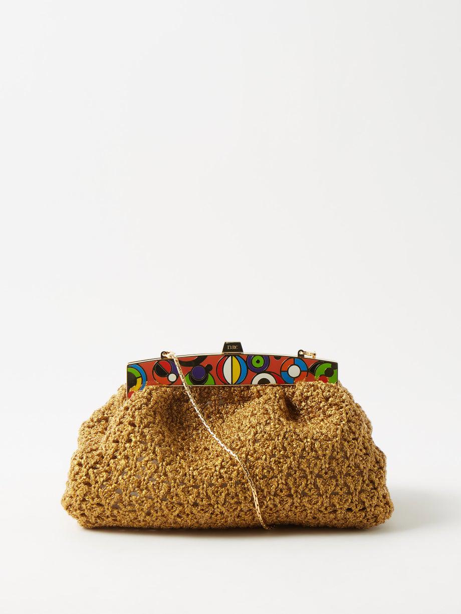 Funfetti enamelled knit clutch bag by 13BC