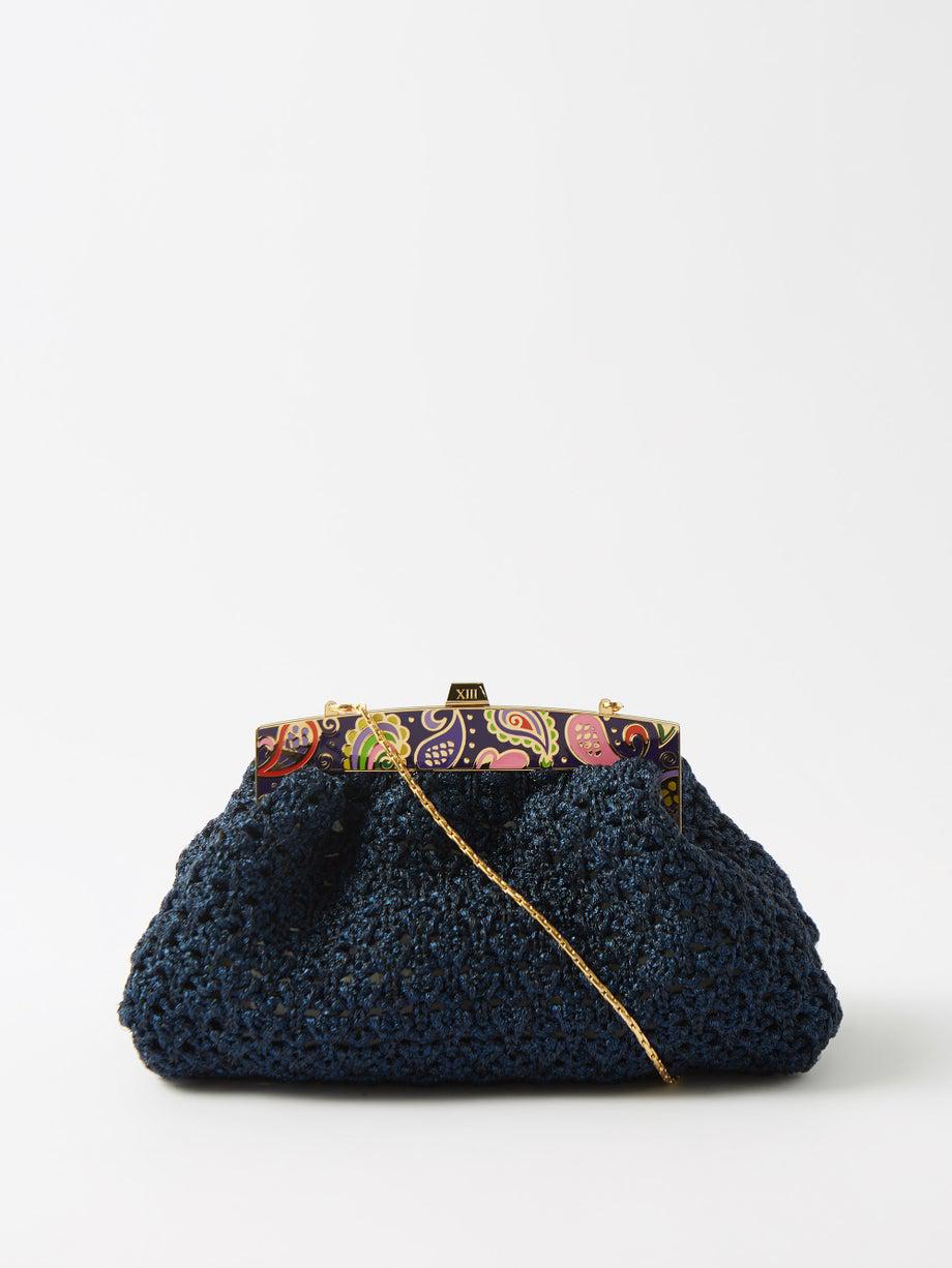 Paisley enamelled knit clutch bag by 13BC