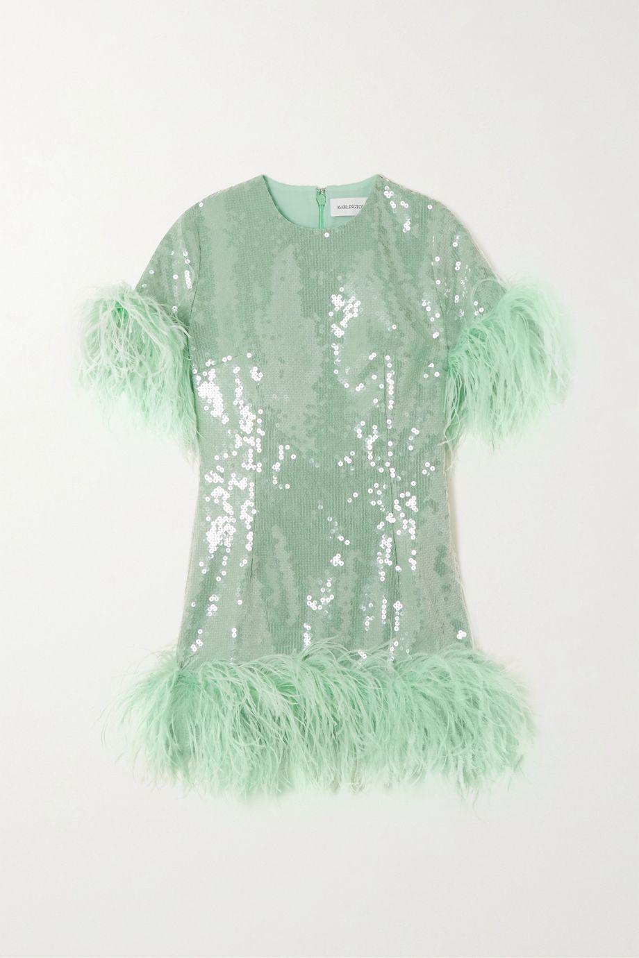 Syrma feather-trimmed sequined tulle mini dress by 16 ARLINGTON