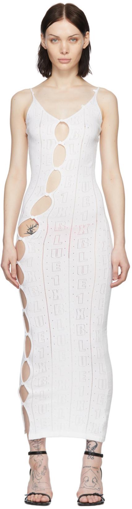 SSENSE Exclusive White Cotton Midi Dress by 1XBLUE