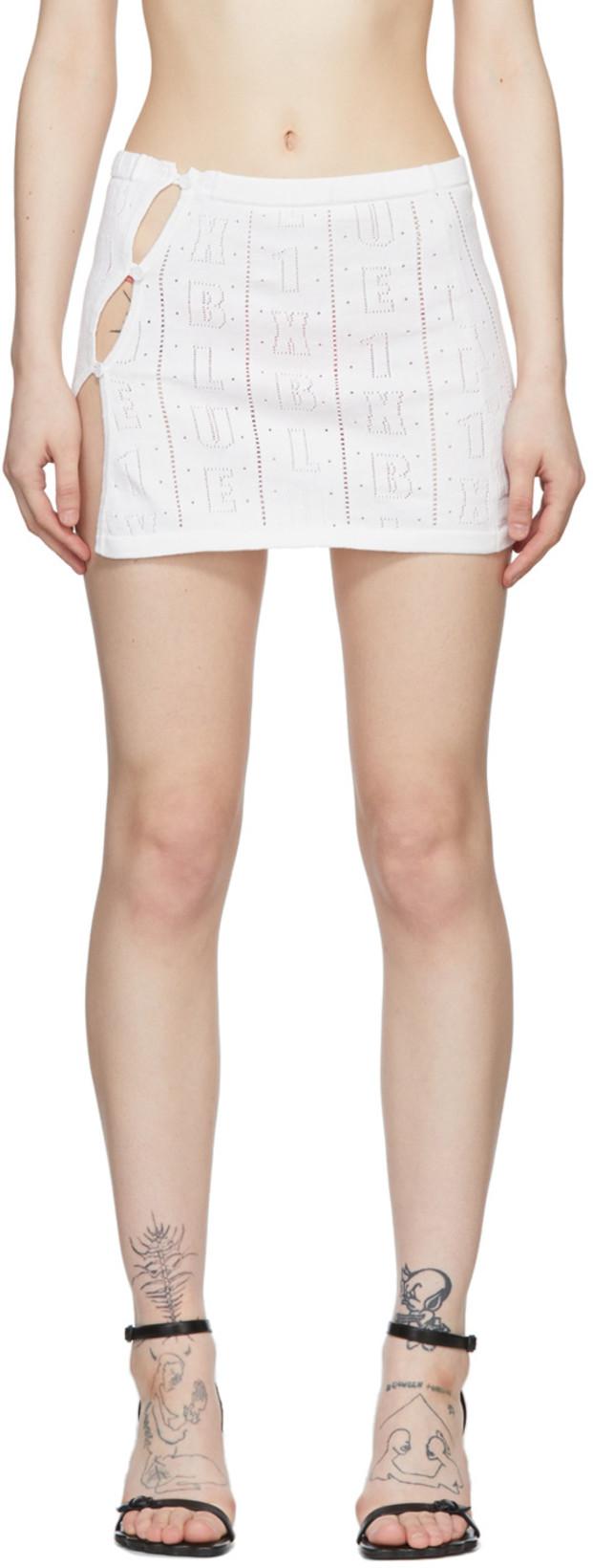 SSENSE Exclusive White Cotton Mini Skirt by 1XBLUE