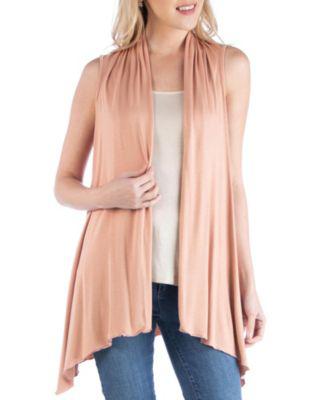 Draped Open Front Sleeveless Cardigan Vest by 24SEVEN COMFORT APPAREL