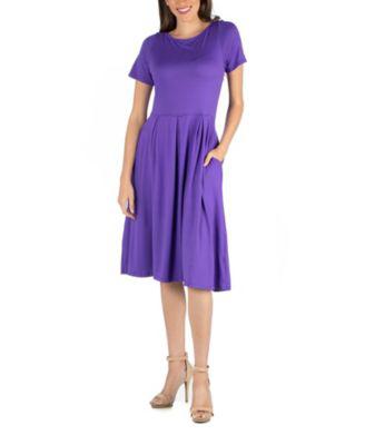 Midi Dress with Short Sleeves and Pocket Detail by 24SEVEN COMFORT APPAREL