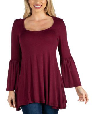 Women Swing High Low Bell Sleeve Tunic Top by 24SEVEN COMFORT APPAREL