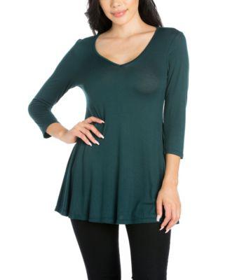 Women V Neck Swing Tunic Top by 24SEVEN COMFORT APPAREL