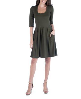 Women's 3/4 Sleeve Fit and Flare Mini Dress by 24SEVEN COMFORT APPAREL