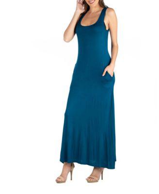 Women's Scoop Neck Sleeveless Maxi Dress with Pockets by 24SEVEN COMFORT APPAREL