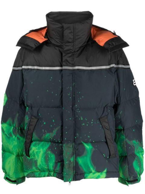 flame-print padded jacket by 313