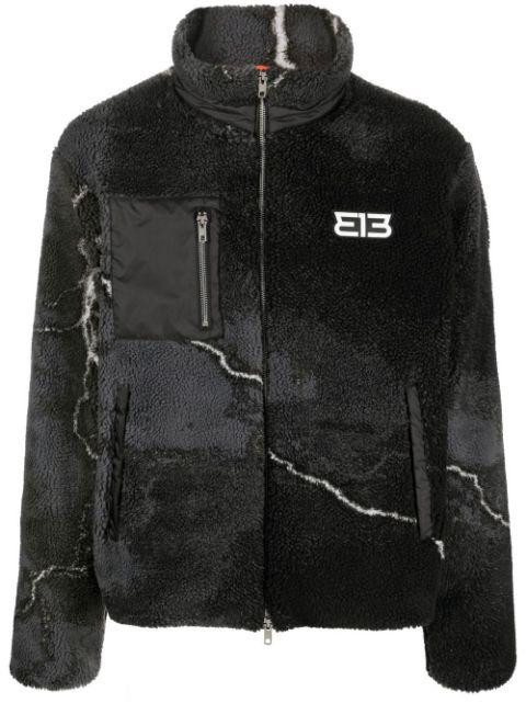 lightning-print fleece jacket by 313