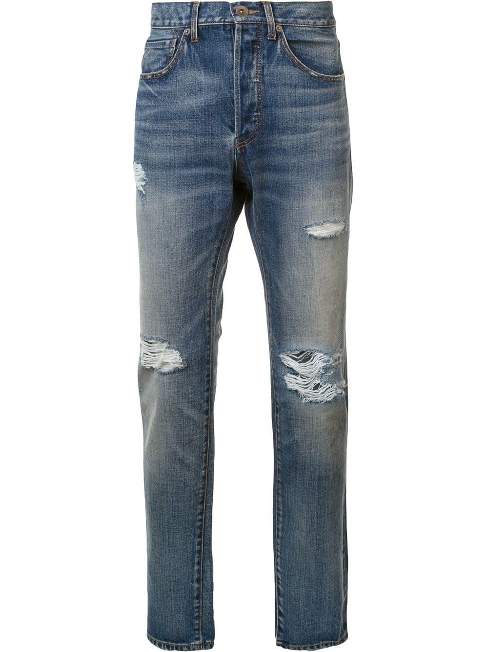 distressed mid-rise jeans by 321