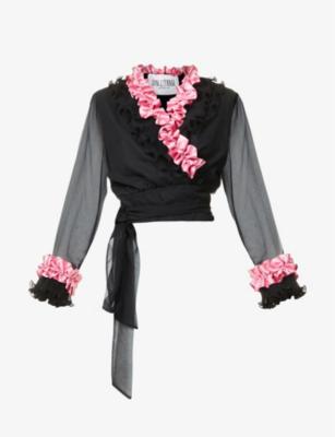 Frilled tie-up upcycled wrap top by 3AM ETERNAL