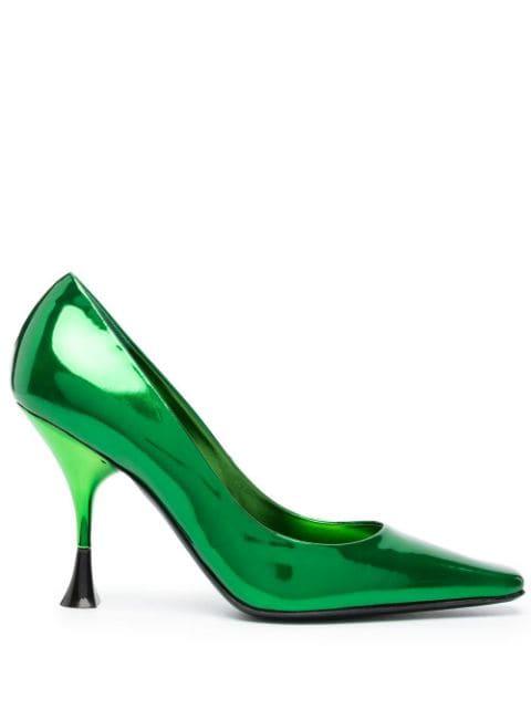 100mm patent-finish square pumps by 3JUIN