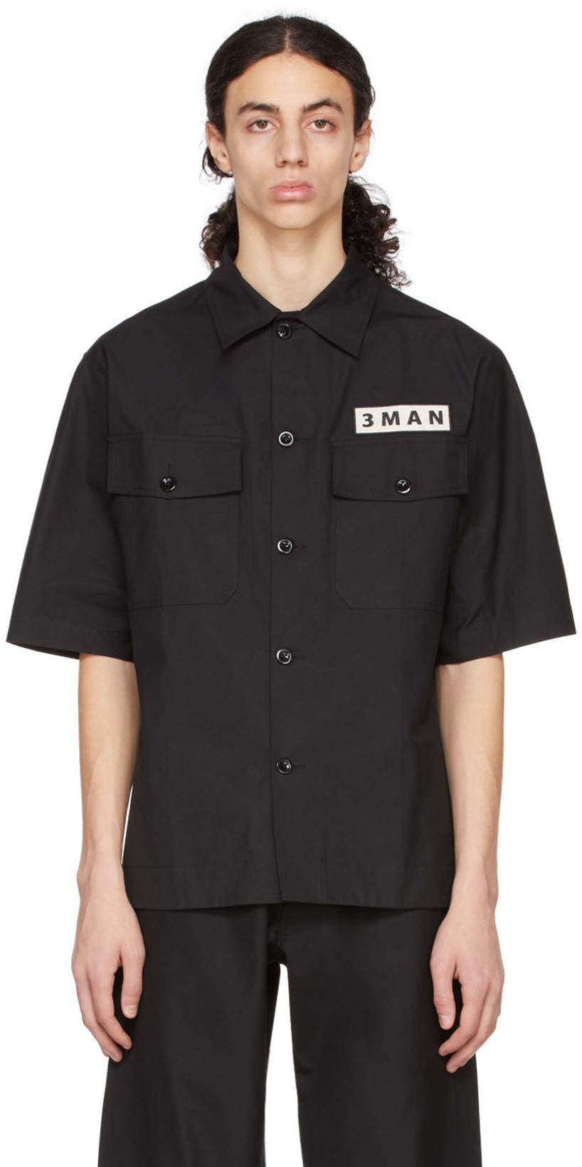 Black Cotton Shirt by 3MAN