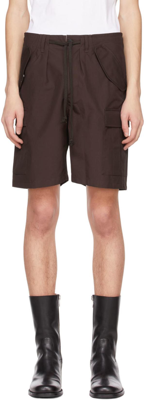 Brown Cotton Shorts by 3MAN