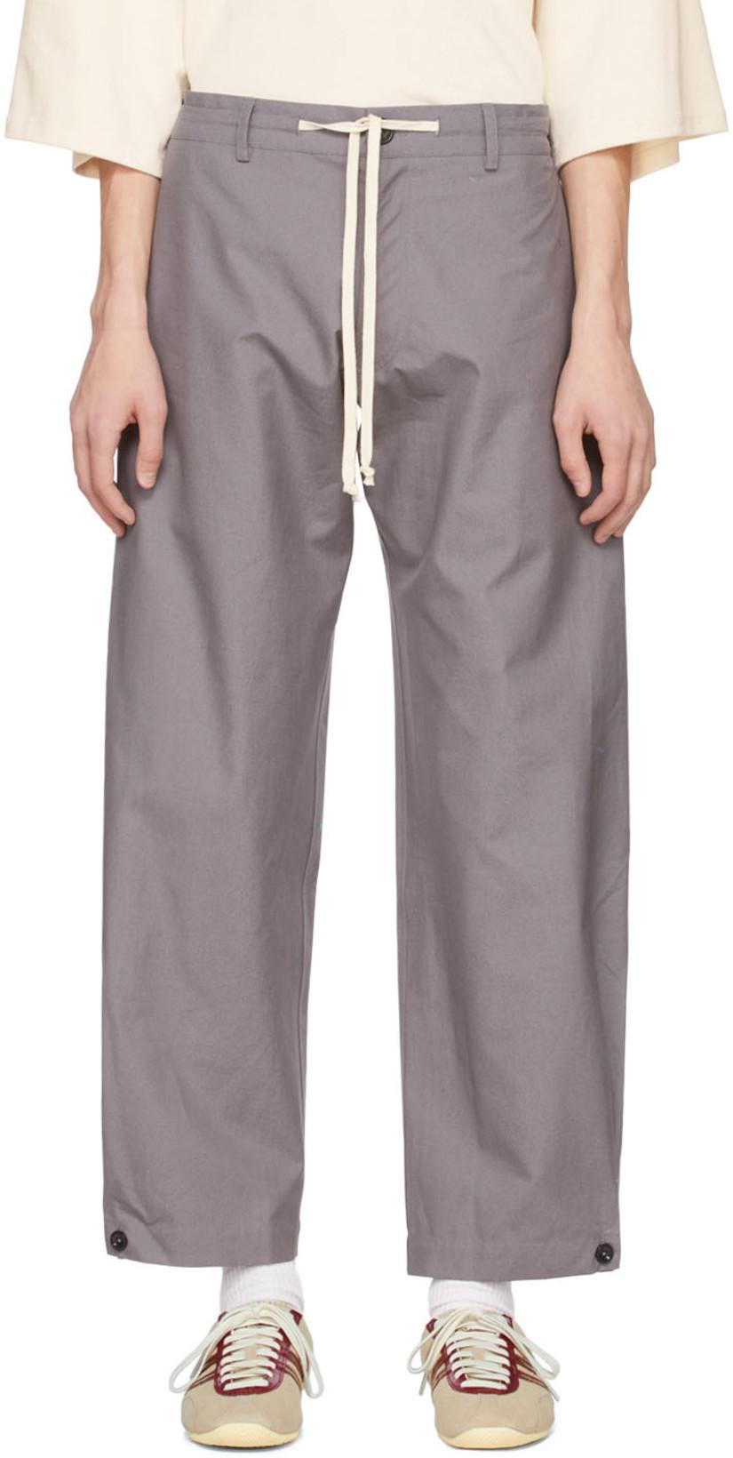 Grey Cotton Trousers by 3MAN
