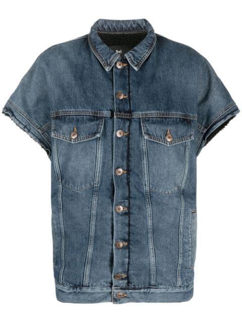 short-sleeve button-up denim jacket by 3X1