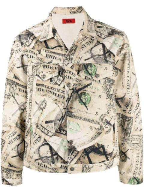 dollar bill print denim jacket by 424