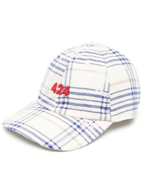 embroidered logo cotton-linen cap by 424