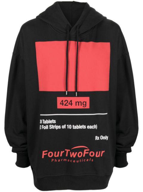 graphic-print cotton hoodie by 424