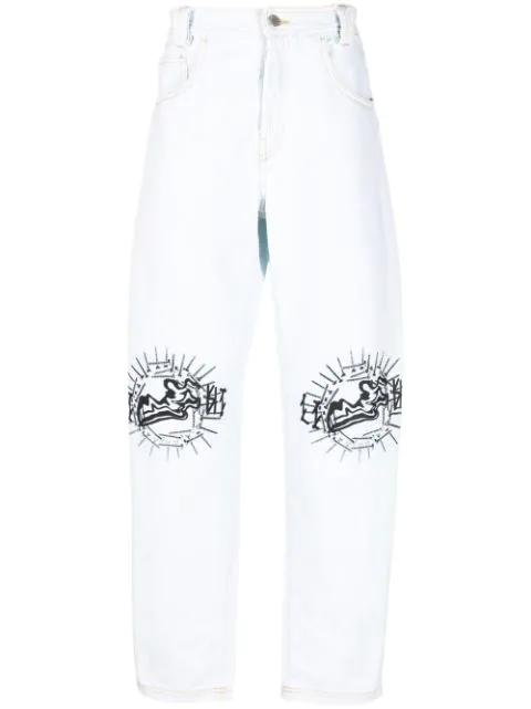 graphic-print straight-leg jeans by 44 LABEL GROUP