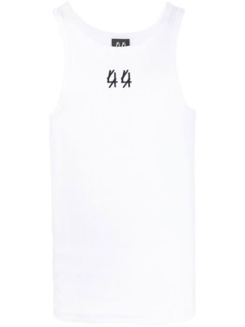 logo print U-neck vest by 44 LABEL GROUP