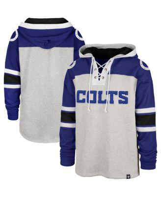 Men's '47 Gray Indianapolis Colts Gridiron Lace-Up Pullover Hoodie by '47 BRAND