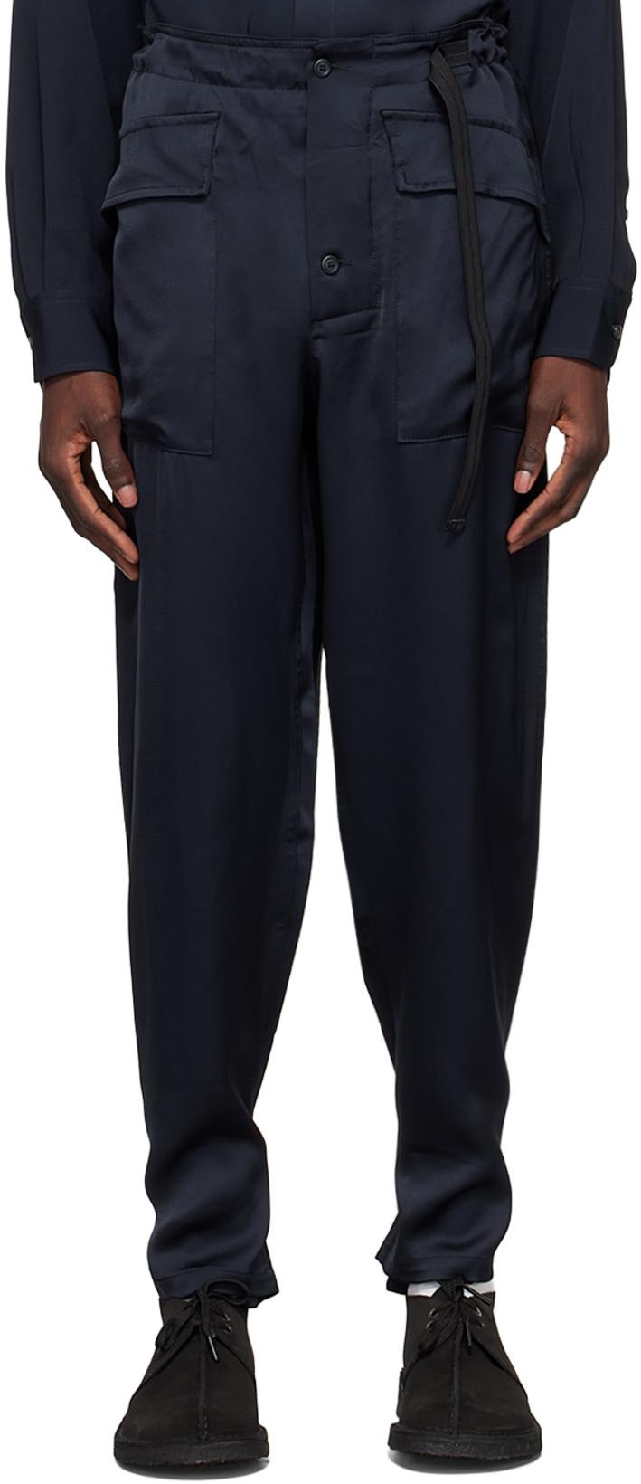 Navy Viscose Trousers by 4SDESIGNS