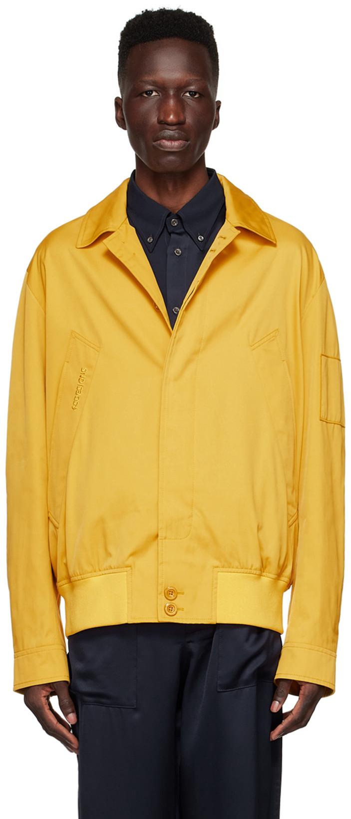 Yellow Polyester Jacket by 4SDESIGNS