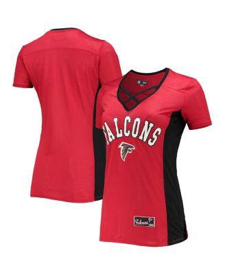 Women's by New Era Red Atlanta Falcons Contrast Insert V-Neck T-shirt by 5TH&OCEAN