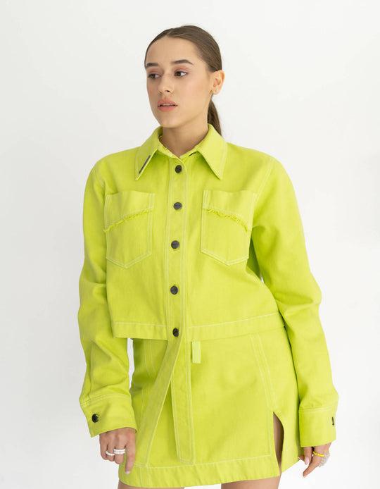 Lime Color Denim Jacket by 7/11 SEVEN ELEVEN