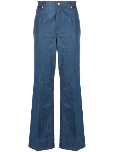 blue high waist flared cotton jeans by 73 LONDON
