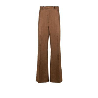 brown flared linen trousers by 73 LONDON