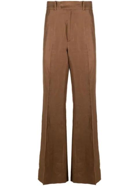 flared linen trousers by 73 LONDON