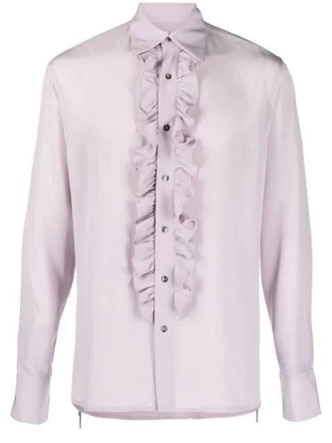 ruffle-detail silk shirt by 73 LONDON