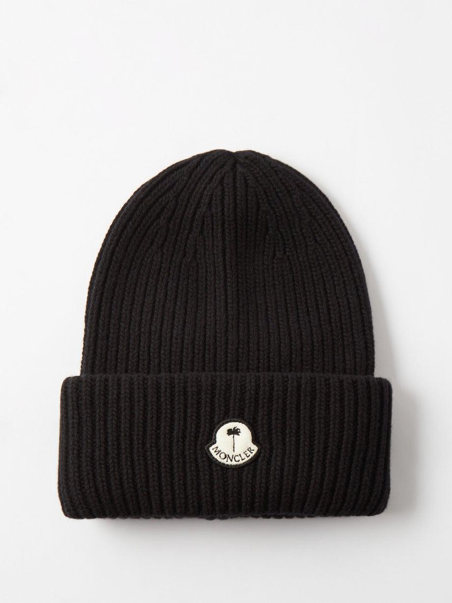 Logo-patch rib-knit wool beanie hat by 8 MONCLER PALM ANGELS