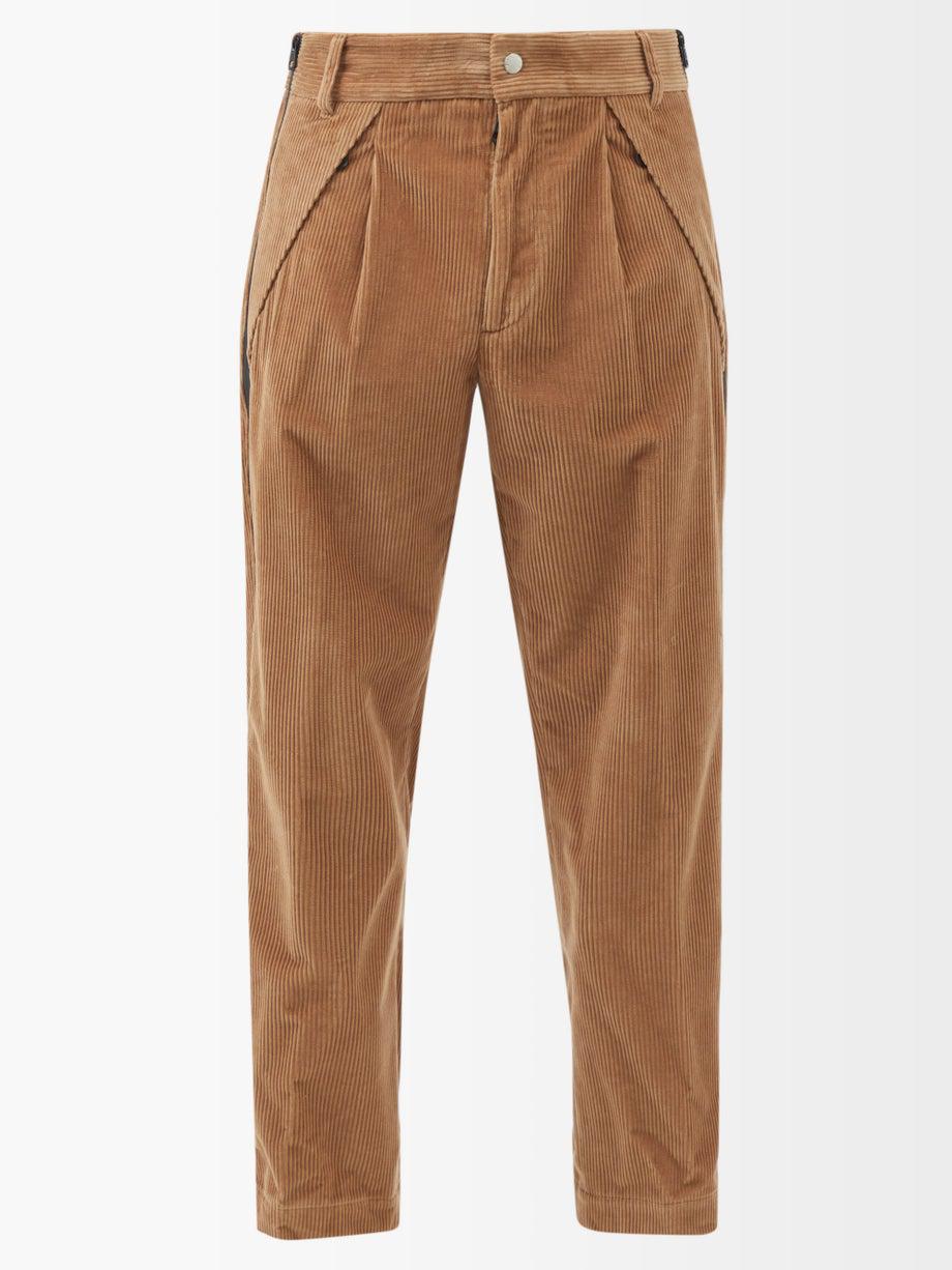 Side-stripe pleated cotton-corduroy trousers by 8 MONCLER PALM ANGELS