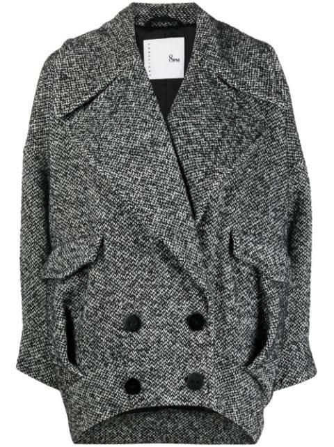 double-breasted marl-knit blazer by 8PM