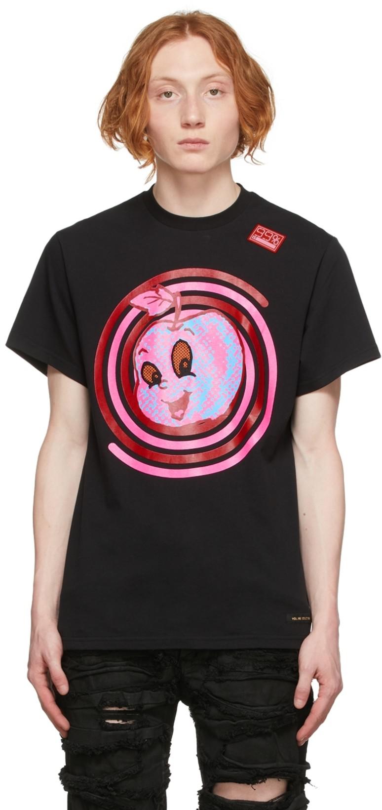 Black Spiral Apple Mesh-Eye T-Shirt by 99%IS