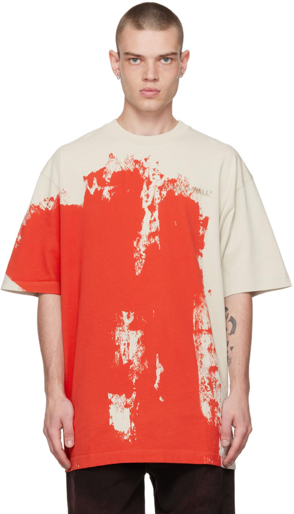 Off-White & Red Print T-Shirt by A-COLD-WALL*
