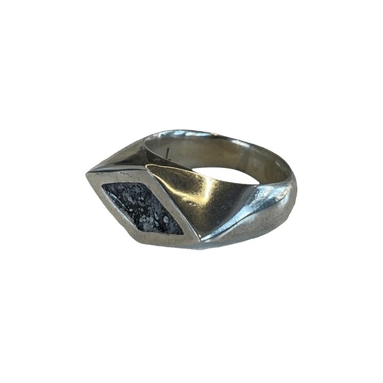 AI Studios Enamel Diamond Signet Ring 'Silver' by A I STUDIOS