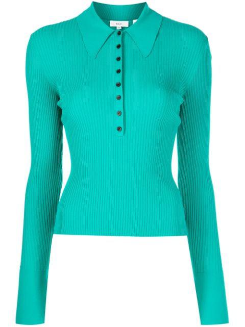 Eleanor Henley long-sleeve polo top by A.L.C.