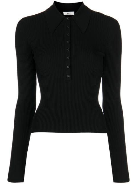 Eleanor ribbed-knit polo jumper by A.L.C.