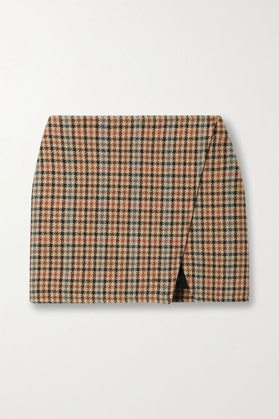 Rylee wrap-effect houndstooth wool-blend mini skirt by A.L.C.